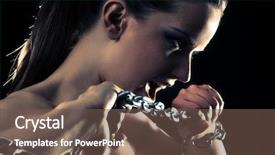  Presentation with metallic - Theme having fashion woman breaking metallic chain background and a  colored foreground