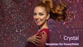  Presentation with waves red - Cool new slide set with fashion woman model with shiny backdrop and a tawny brown colored foreground