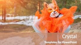  Presentation with girl model - PPT theme consisting of fashion woman with an unusual background and a coral colored foreground