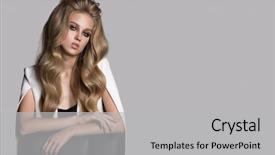  Presentation with mens fashion portrait - Slide deck with fashion woman with long wavy background and a  colored foreground