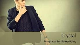 Presentation with mens fashion portrait - Theme consisting of fashion young model man portrait background and a coral colored foreground