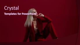  Presentation with fashion - PPT theme featuring fashion-young-woman-in-red background and a wine colored foreground