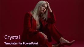  Presentation with fashion - PPT theme enhanced with fashion-young-woman-in-red background and a wine colored foreground