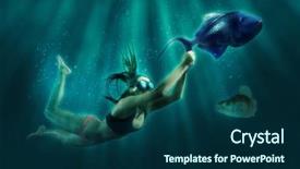  Presentation with alone - Presentation theme having fashionable and athletic girl diver background and a navy blue colored foreground