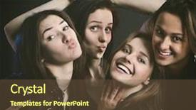  Presentation with black girls - Beautiful PPT theme featuring attractive happy party teen girls backdrop and a tawny brown colored foreground