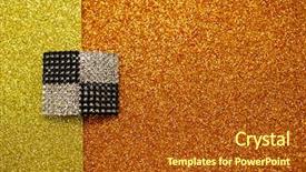  Presentation with pearls - Slide set consisting of fashionable brooch on a gold background and a tawny brown colored foreground