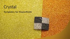  Presentation with gold - Slide set enhanced with fashionable brooch on a gold background and a yellow colored foreground