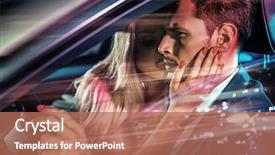  Presentation with car - Beautiful PPT layouts featuring fashionable couple in a car backdrop and a coral colored foreground