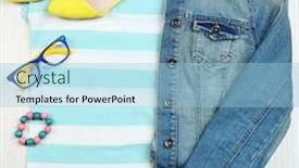  Presentation with clothing - Slides with fashionable female clothing and accessories background and a light blue colored foreground