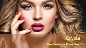  Presentation with curly hair - Amazing PPT theme having fashionable girl red fingernails gorgeous backdrop and a red colored foreground