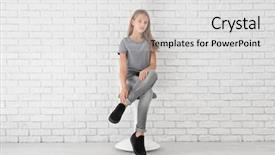  Presentation with brick wall - Slides featuring fashionable girl sitting on stool background and a light gray colored foreground