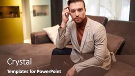  Presentation with smart home - Presentation theme enhanced with fashionable-handsome-middle-aged-man background and a tawny brown colored foreground