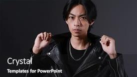  Presentation with black man fashion - Presentation theme enhanced with fashionable-man-in-leather-jacket background and a black colored foreground