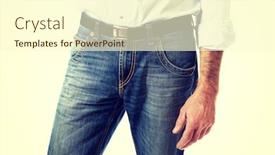  Presentation with trousers - Theme with fashionable mature men in jeans trousers background and a cream colored foreground