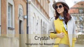  Presentation with hat - Presentation theme consisting of fashionable woman in a hat background and a yellow colored foreground