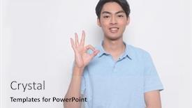  Presentation with polo - Colorful presentation enhanced with fashionable-young-man-wearing-blue backdrop and a white colored foreground