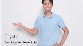  Presentation with blue - Presentation having fashionable-young-man-wearing-blue background and a white colored foreground