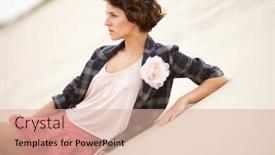  Presentation with sand dunes - Beautiful PPT theme featuring fashionably dressed attractive young woman standing amongst sand dunes backdrop and a lemonade colored foreground