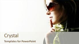  Presentation with fashion - Audience pleasing PPT theme consisting of fashionchic - fashion woman portrait wearing sunglasses backdrop and a cream colored foreground
