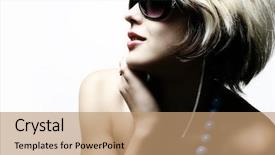  Presentation with fashion - PPT theme with fashionchic - fashion woman portrait wearing sunglasses background and a coral colored foreground