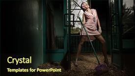  Presentation with young - Slides with fashionchic - young woman with rake background and a  colored foreground