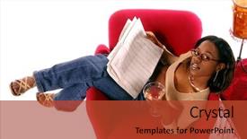  Presentation with african american business - Colorful presentation theme enhanced with fashionchica - beautiful african american woman backdrop and a red colored foreground