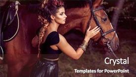  Presentation with makeup fashion model applying lipstick - PPT layouts having fasion - beautiful young fashion model background and a tawny brown colored foreground