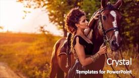  Presentation with makeup fashion model applying lipstick - Slide deck enhanced with fasion - beautiful young fashion model background and a tawny brown colored foreground