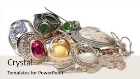  Presentation with precious alloy - Cool new slides with fasion - jewelry made of precious stones backdrop and a  colored foreground