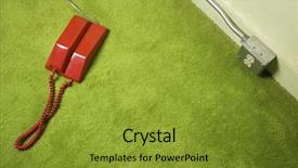  Presentation with red telephone - Slide deck featuring old fasion - red vintage telephone on 70's background and a gold colored foreground