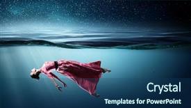  Presentation with ocean clear water deep blue - Slide deck with fasion - woman dancer in clear blue background and a  colored foreground