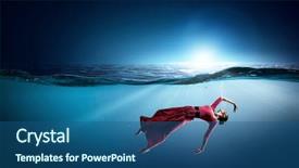  Presentation with ocean clear water deep blue - Presentation theme with fasion - woman dancer in clear blue background and a  colored foreground