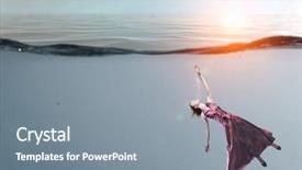  Presentation with ocean clear water deep blue - Presentation theme featuring fasion - woman dancer in clear blue background and a  colored foreground