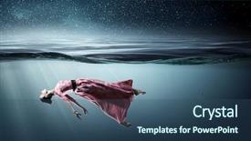  Presentation with ocean clear water deep blue - Colorful PPT layouts enhanced with fasion - woman dancer in clear blue backdrop and a  colored foreground