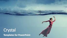  Presentation with ocean clear water deep blue - Audience pleasing theme consisting of fasion - woman dancer in clear blue backdrop and a  colored foreground
