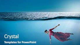 Presentation with clear water - Theme featuring fasion - woman dancer in clear blue background and a teal colored foreground