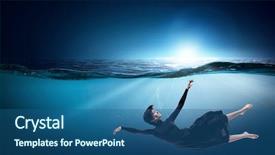  Presentation with clear water - Amazing PPT theme having fasion - woman dancer in clear blue backdrop and a ocean colored foreground