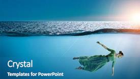  Presentation with ocean clear water deep blue - Amazing theme having fasion - woman dancer in clear blue backdrop and a  colored foreground