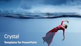  Presentation with clear water - PPT theme with fasion - woman dancer in clear blue background and a  colored foreground