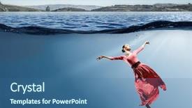  Presentation with ocean clear water deep blue - Colorful slide set enhanced with fasion - woman dancer in clear blue backdrop and a  colored foreground