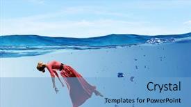  Presentation with clear water - Slide set consisting of fasion - woman dancer in clear blue background and a  colored foreground