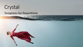 Presentation with ocean clear water deep blue - Beautiful slide deck featuring fasion - woman dancer in clear blue backdrop and a  colored foreground