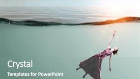  Presentation with ocean clear water deep blue - Amazing slides having fasion - woman dancer in clear blue backdrop and a  colored foreground