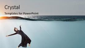  Presentation with clear water - Amazing presentation theme having fasion - woman dancer in clear blue backdrop and a  colored foreground