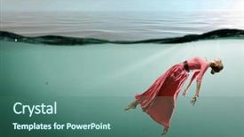  Presentation with clear water - Beautiful presentation theme featuring fasion - woman dancer in clear blue backdrop and a  colored foreground