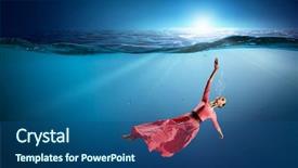  Presentation with clear water - Theme enhanced with fasion - woman dancer in clear blue background and a  colored foreground