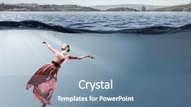  Presentation with ocean clear water deep blue - Colorful PPT layouts enhanced with fasion - woman dancer in clear blue backdrop and a  colored foreground