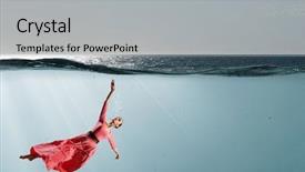  Presentation with clear water - Amazing slide deck having fasion - woman dancer in clear blue backdrop and a  colored foreground
