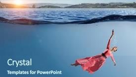  Presentation with clear water - Cool new presentation with fasion - woman dancer in clear blue backdrop and a  colored foreground