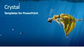  Presentation with clear water - Slides consisting of fasion - woman dancer in clear blue background and a ocean colored foreground